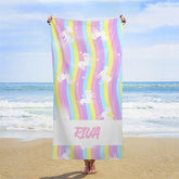 Brauch Welle Regenbogen Einhorn Strand Handtuch Für Mädchen